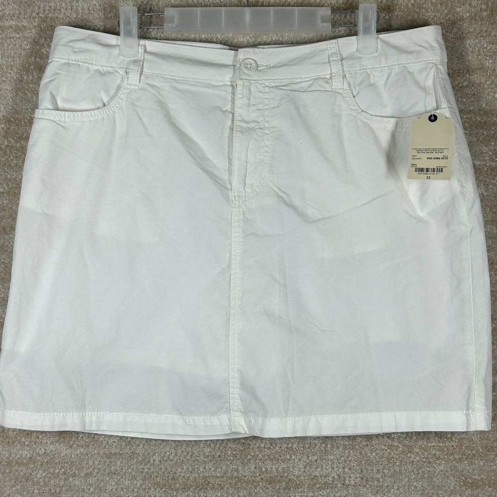 St. John's Bay Womens Size 12 White Cotton Blend Casual Mini Skort NWT